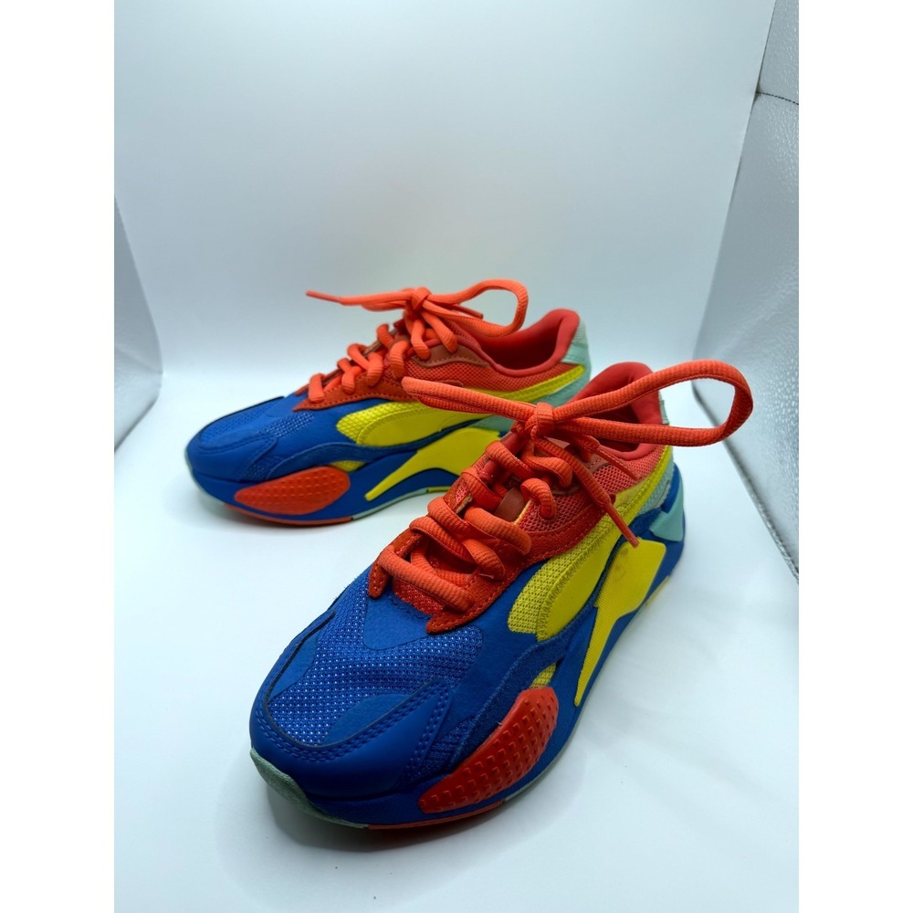 Puma RS-X3 372357-10 Kids 4 Sneakers Palace Blue Meadowlark Puzzle Running Shoes